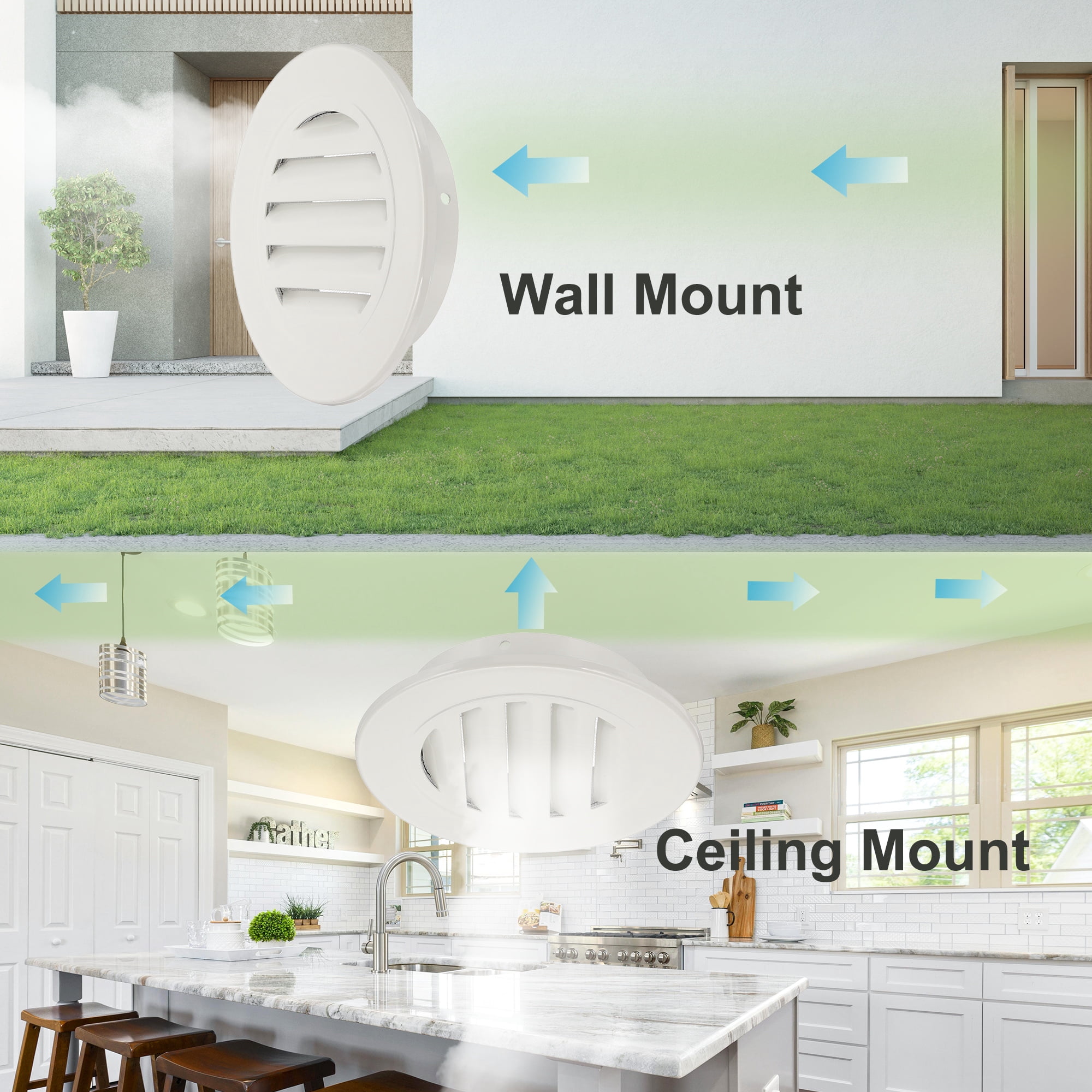 Round Soffit Vent, Aluminum Alloy Wall Vent Grille Cover for Exhaust Light Gray 12 Inch
