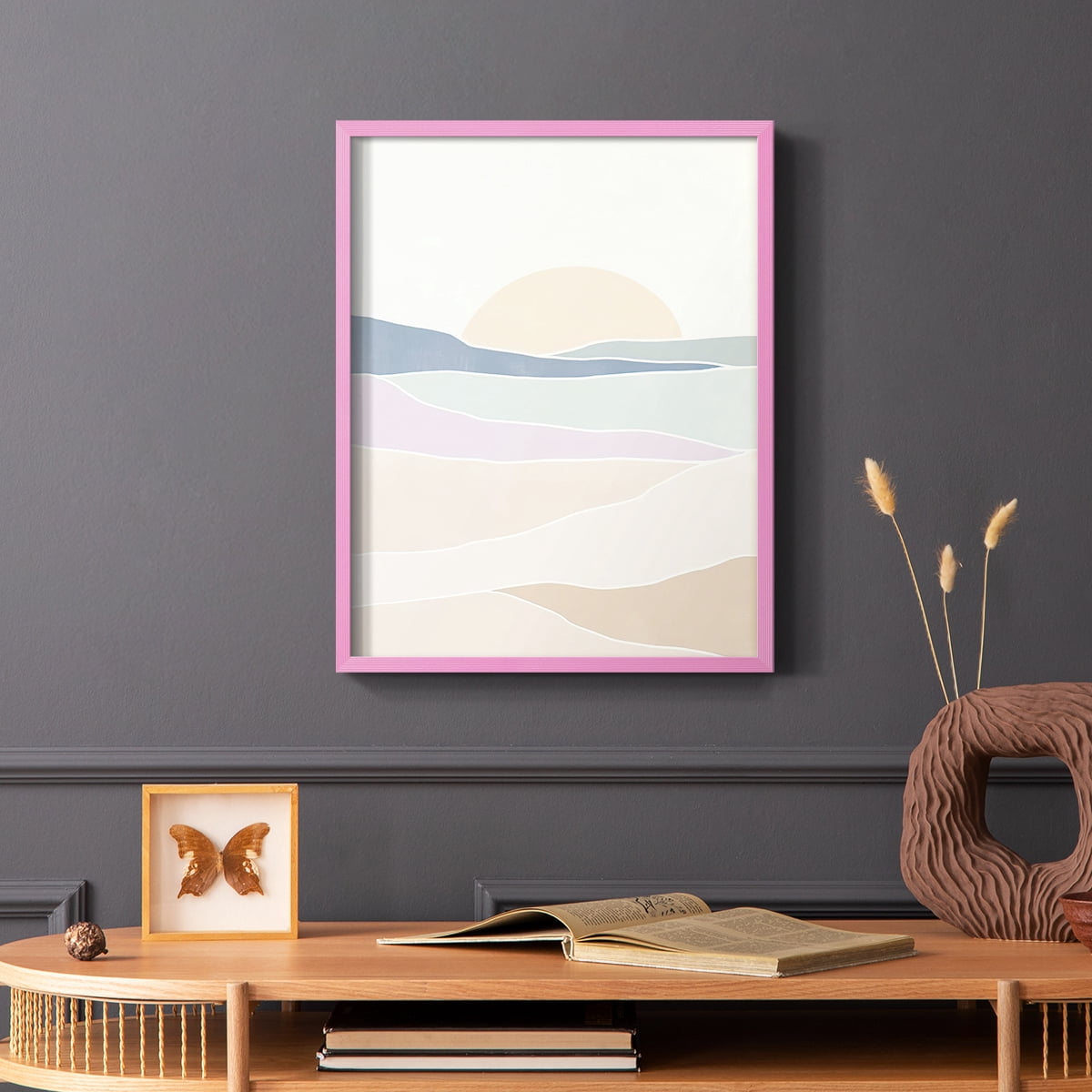 Wave Tableau II Framed Print in Pink Solid Wood 8 x 10 Framed Print