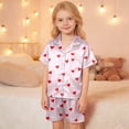 thumbnail image 2 of Satin Pajama Set Valentines Pajamas Short Sleeve Heart Button Down Sleepwear Size 12-13 Years Boys Pajamas, 2 of 4
