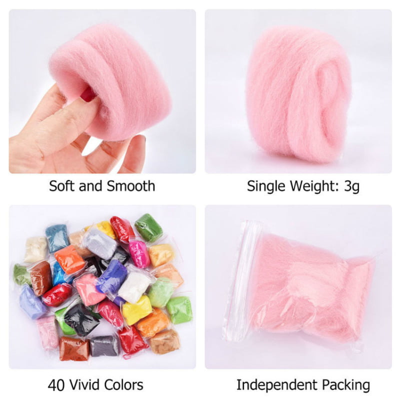 Pick Any Colours Needle Felting Wool in Organza Gift Bags 50 Colors Wool Roving DIY Craft or Holiday Gifts Fibre Wool Yarn Roving for Needle Felting Hand Spinning 