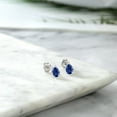 thumbnail image 4 of Gem Stone King 2.00 Ct Pear Shape 7x5mm Blue Created Sapphire 925 Sterling Silver Stud Earrings, 4 of 4