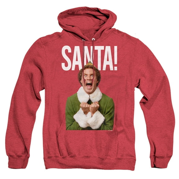 Elf Christmas Saaaaaanta Unisex Adult Pull-Over Heather Hoodie,Red, X-Large