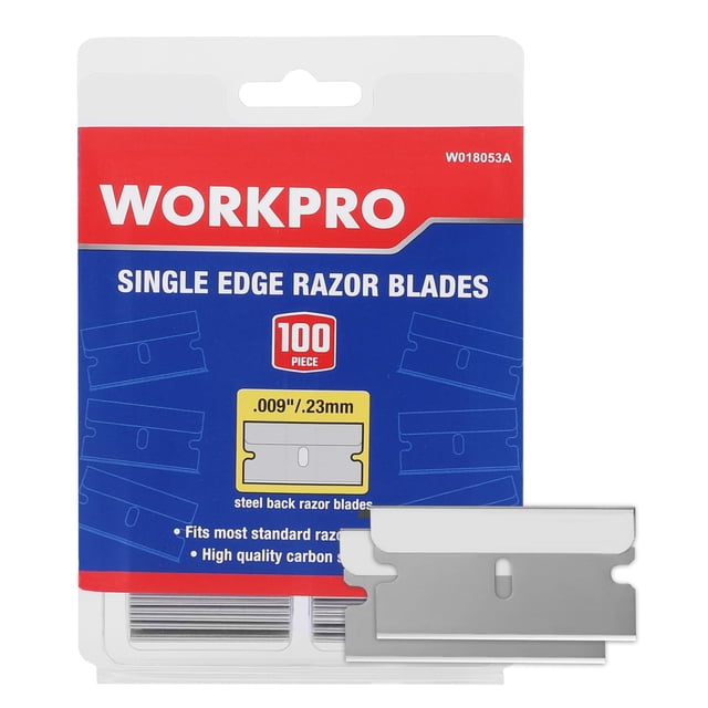 WORKPRO Paquete de 100 hojas de afeitar de un solo filo de acero al carbono