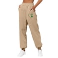 thumbnail image 2 of Fartey St Patrick Day Sweatpants for Women Elastic Waist Lounge Jogger Sport Pants Cinch Bottom Sweatpant Baggy Workout Casual Pant Khaki L, 2 of 4
