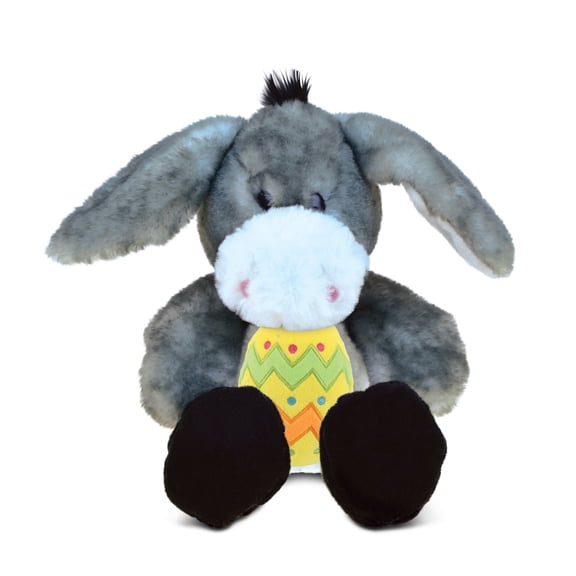 DolliBu Sitting Grey Donkey with Yellow Easter Egg Plush - Perfect Donkey Stuffed Animals for Easter Basket, Cute Easter Egg Stuffed Animal Spring Toys for Girls, Boys, and Babies - 9 Inches