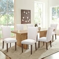 thumbnail image 3 of MALOL Set of 4 Fabric Dining Chairs with Nailhead Detail and Wooden Legs, Upholstered Side Chairs for Kitchen and Dining Room – Beige, 3 of 12