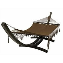 Petra Leisure 14 Ft. Wooden Arc Hammock Stand Deluxe Hand Woven Bohemian Chic Rope Hammock Bed. 2 Person Bed. 450 LB Capacity