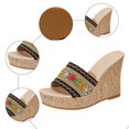 thumbnail image 5 of Rokment Ethnic Platform Wedge Slides Sandals for Women Bohemian Beach Casual Leopard Slip on Chunky Heels Open Back Dress Slippers Black Size 5.5, 5 of 8