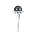 thumbnail image 3 of ANGARA Tahitian Cultured Pearl and Blue Diamond Ring in 14K White Gold for Women | June Birthstone, Birthday, Anniversary, Jewelry Gift for Women | Pearl Ring, 3 of 9