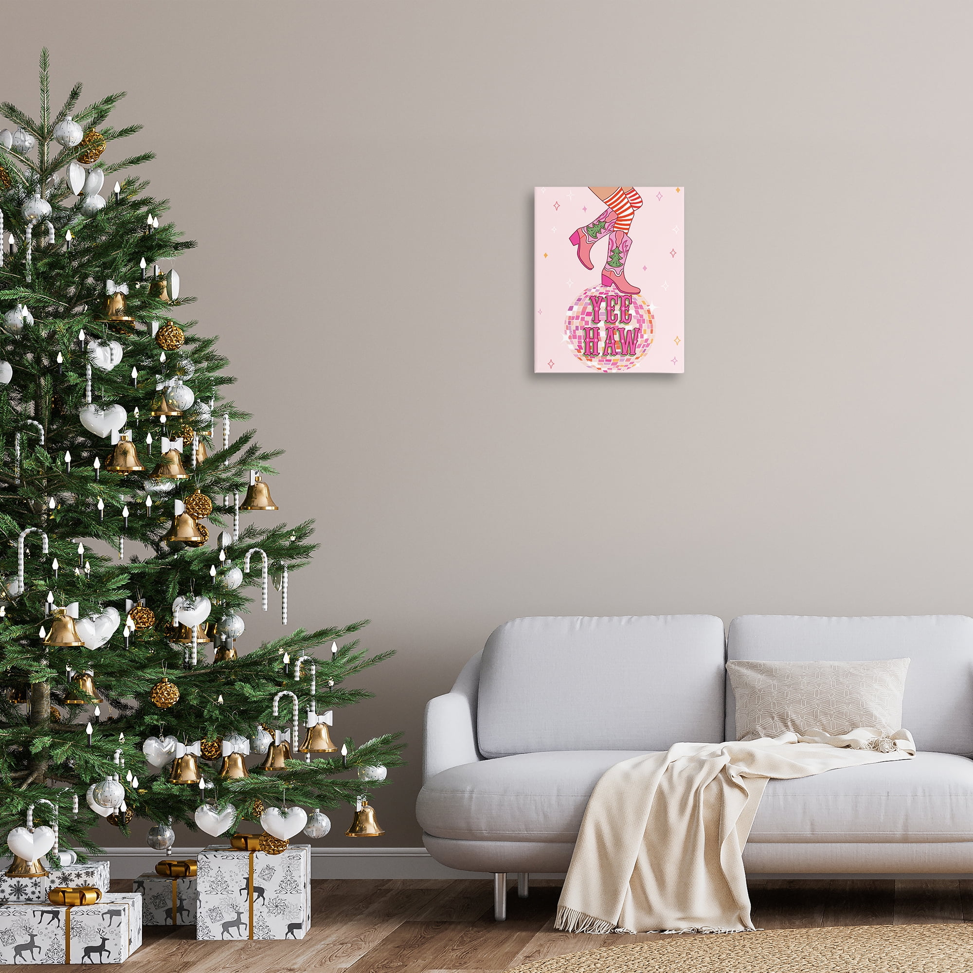 Stupell Industries Yeehaw Christmas Cowboy Holiday Painting Gallery Wrapped Canvas Art Prints Wall Art, 16 x 20