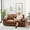 Brown-PU, variant on 105.5" L-Shaped Oversized Velvet Sofa with 1 Ottoman & Storage Seat & High-Density Foam Cushion, Upholstered 3-Seater Couch with Square Arms & Cushion Back, Easy Assembly, for Living Room,Cream White