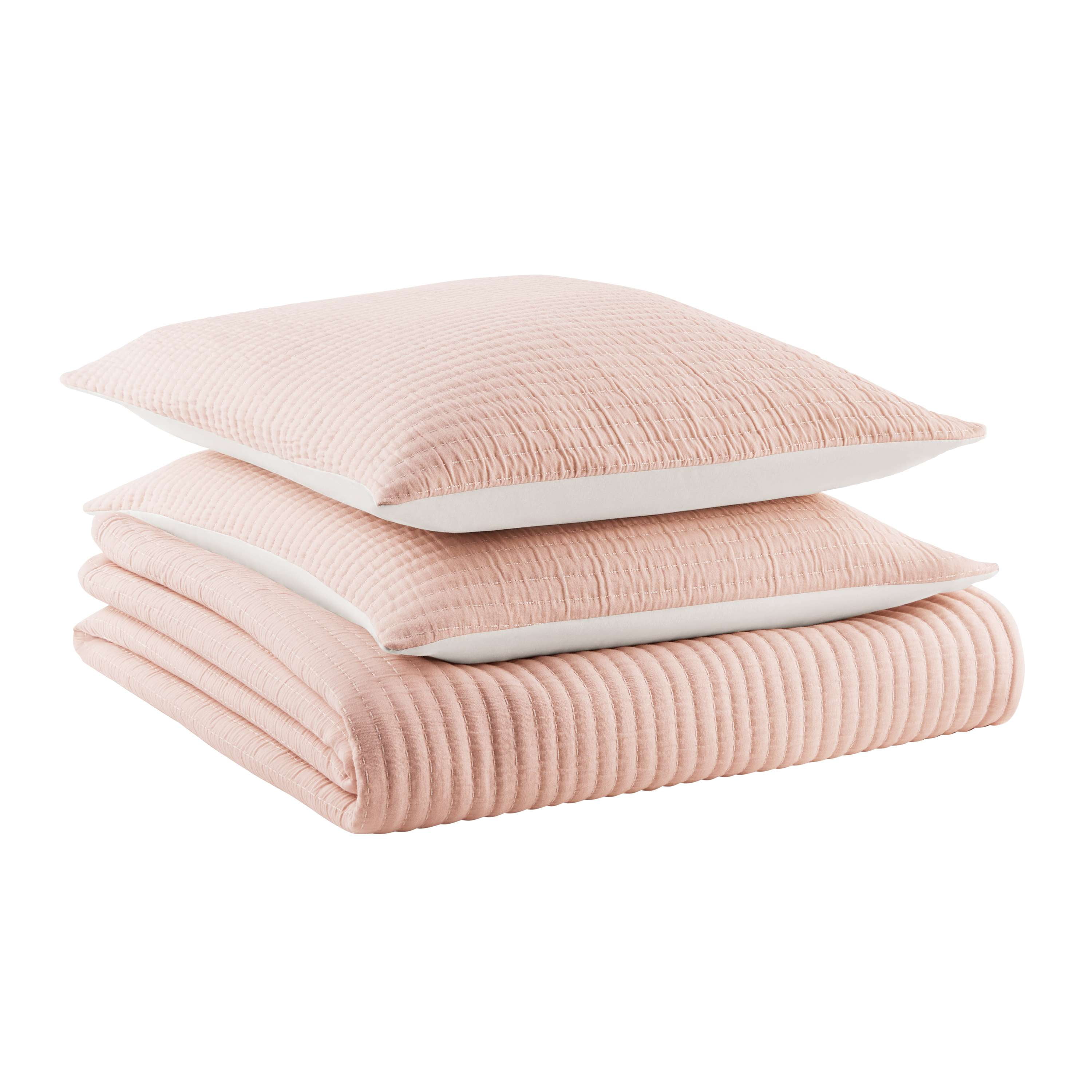 Mainstays Full/Queen Quilt - Blush Pink Matelasse, Cotton-Rich, Reversible Bedding