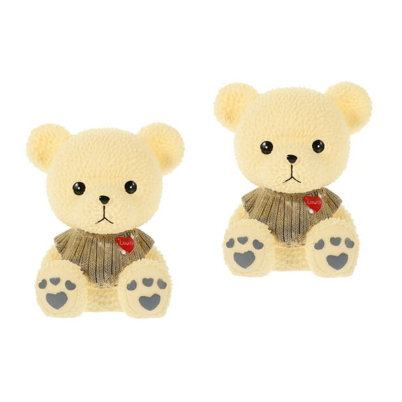 Raindrops 2 PCS Bear-shaped Money Pot Piggy Bank For Cash Cartoon Mini Child Grey