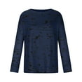 thumbnail image 4 of WREESH Womens Fashion Crewneck Sweatshirts Print Long Sleeve Comfortable Breathable Shirt Tops Pullover Navy, 4 of 7