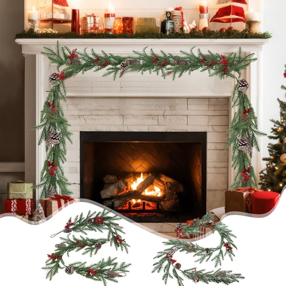 PALIFEUR Christmas Garland - Winter Christmas Decorations Garland, Artificial Christmas Garlands for Mantle Table Wall Fireplace Holiday Party Christmas Tree Decor, 75 inch