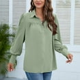 thumbnail image 3 of SWSMCLT Women's Button Down Shirt Soft Shirt Spring Button Sleeve Top Chiffon Casual Elegant Fashion Green Small, 3 of 4