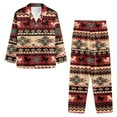 thumbnail image 6 of SEANATIVE Aztec Tribal Button Up Pajamas for Women Geometric Print Long Sleeve Top and Pants Loungewear Size 4XL Women Sleepwear 2 Piece Ladies Nightwear Outfits with Pockets, 6 of 7