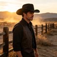 thumbnail image 3 of EOYWHK Cowboy Hat for Men Western Cowboy Wide Brim Hat with Braided Leather Band Felt Hat for Rodeo Party Costume Outdoor, Black, 3 of 5