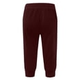 thumbnail image 4 of Huresd Men's Cotton Casual Shorts 3/4 Jogger Capri Pants Breathable Below Knee Short Pants with Three Pockets Wine 3XL, 4 of 4