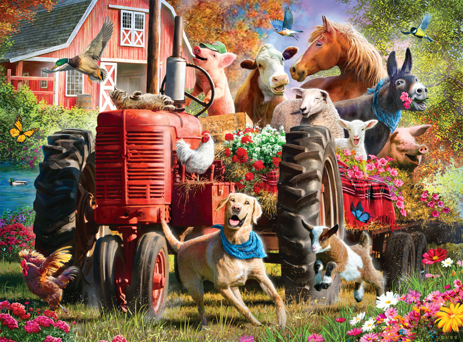 Buffalo Games 1000-Piece Larry Jones Fun Times at the Farm Interlocking Jigsaw Puzzle