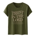 thumbnail image 4 of T-Shirt d'Été Mode Décontractée Art Lettre Imprimée Couleur Unie Col Rond Manches Courtes pour Femmes, 4 of 5
