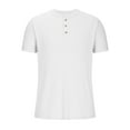 thumbnail image 3 of WREESH Men's Essential Henley Shirts Short Sleeve Solid Color Top The Versatile Choice for Every Wardrobe White, 3 of 6