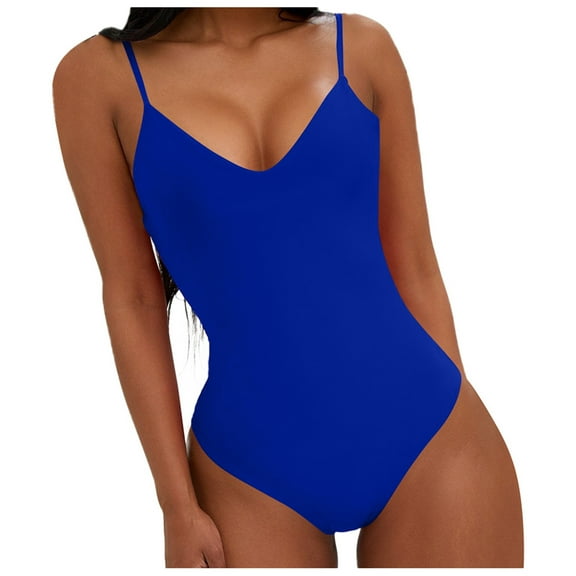 Gubotare Swimsuits for Women Women's One Piece Swimsuits U Neck with Adjustable Straps Bathing Suits Tummy Control Swimwear for Women (Blue,M)