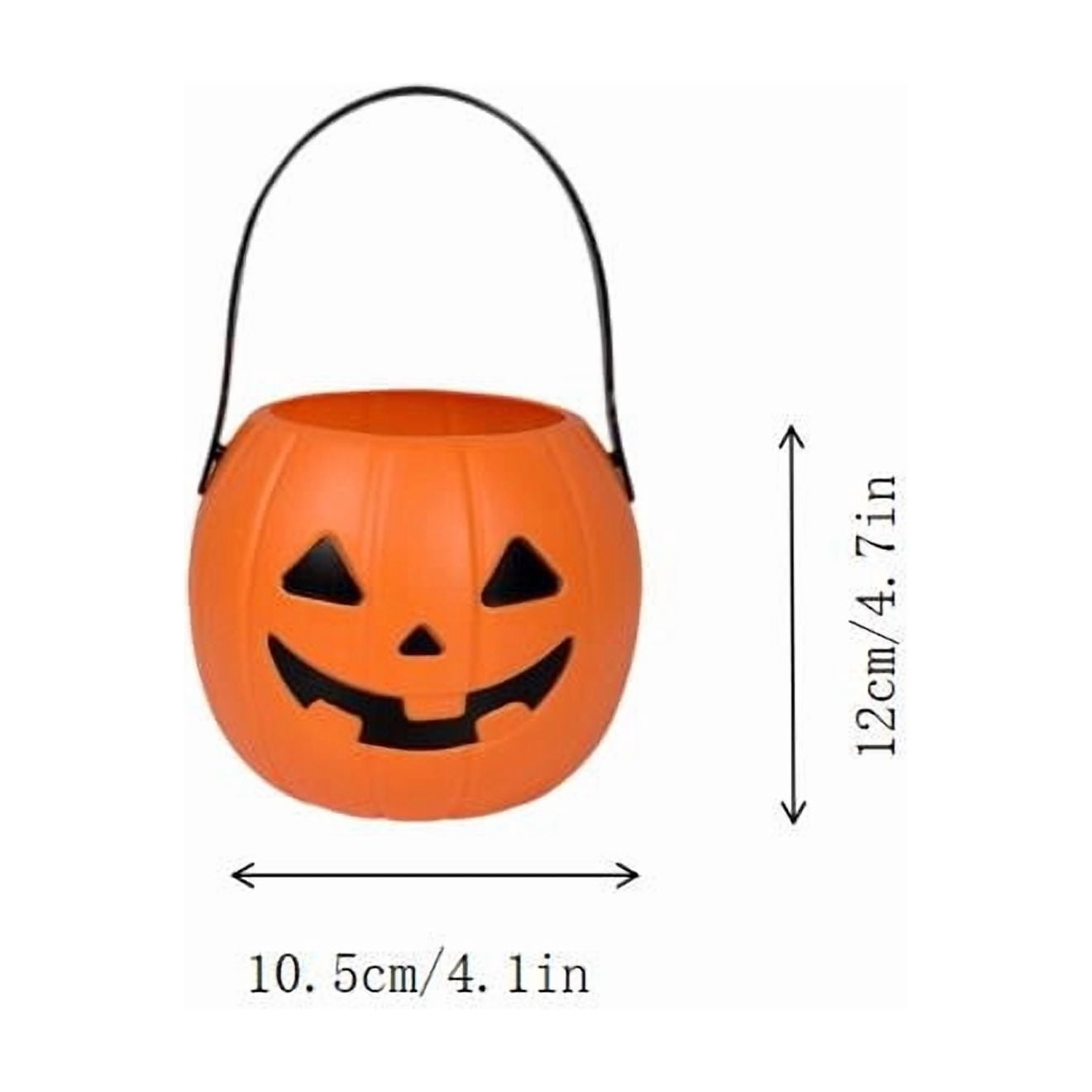 Classic Jack O Lantern Halloween Decorations Candy Bucket Two Size Options, Durable Plastic Pumpkin Pail with Handle for Porch Candy Station Tabletop Displays