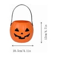 thumbnail image 2 of Kumdkdwn Halloween Pumpkin Candy Bucket – 4.7" Plastic Trick or Treat Pail – Classic Jack-o'-Lantern Candy Holder with Handle for Party Favors, Fall Decor & Kids Costumes, 2 of 7