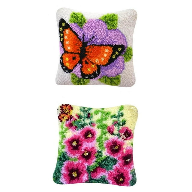 2 Piezas 16 "16pcs" Flor Floral Cojín Funda De Almohada Pestillo Gancho Kit