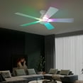 thumbnail image 2 of PHORUS 52" Low-Profile Flush Mount Ceiling Fan with Light, Modern White RGB Design, App & Remote Control, 8-Blade Airflow, Dimmable LED, Reversible Motor, Indoor & Covered Outdoor Use, 2 of 6