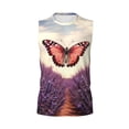 thumbnail image 6 of Lsque Butterfly Over Lavender Print Men's Cotton Blend Sleeveless Muscle Shirts (S-3XL)- Moisture Wicking, Odor Protection, UPF 30+,XX-Large, 6 of 8