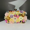 thumbnail image 5 of Evening Dinner Bag Flower Beaded Handbag Colorful Floral Crossbody Bag with Chain Wedding Party Prom Clutch Purse, 5 of 19