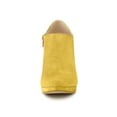 thumbnail image 2 of BLISSFUL STEP Women's Ankle Boots Faux Suede Round Toe Block High Heel Side Zipper Shoes Yellow 9, 2 of 8