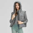 thumbnail image 5 of Htigea Puffer Vest for Women Solid Sleeveless Hooded Jackets with Pockets Warm Fall Winter Vests Coat Gray L, 5 of 9