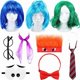 thumbnail image 1 of wonima44 Taiyin 9 Pcs Halloween Group Costume Blue Bob Wig Short Blue and Green Wig Movie Characters Halloween Costume Party Cosplay, 1 of 1