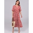 thumbnail image 3 of ANRABESS Womens Summer Maxi Dresses Casual Ruffle Short Sleeve V Neck Flowy Tiered 2026 Spring T Shirts Beach Boho Dress Red Floral X-Large, 3 of 8