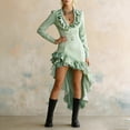 thumbnail image 6 of BRGZLK Vintage Dress For Women Elegant Classy V-Neck Long Sleeved Ruffled Victorian Solid Color Dresses Western Cowgirl Outfits High Low Dresses, 6 of 6
