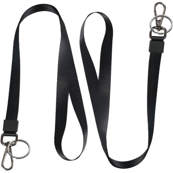 2 Pack Lanyards for ID Badges - Durable Lanyards for Keys, Black Key Lanyard with ID Holder for Men and Women,Clip & Buckle Badge Holder with Lanyard