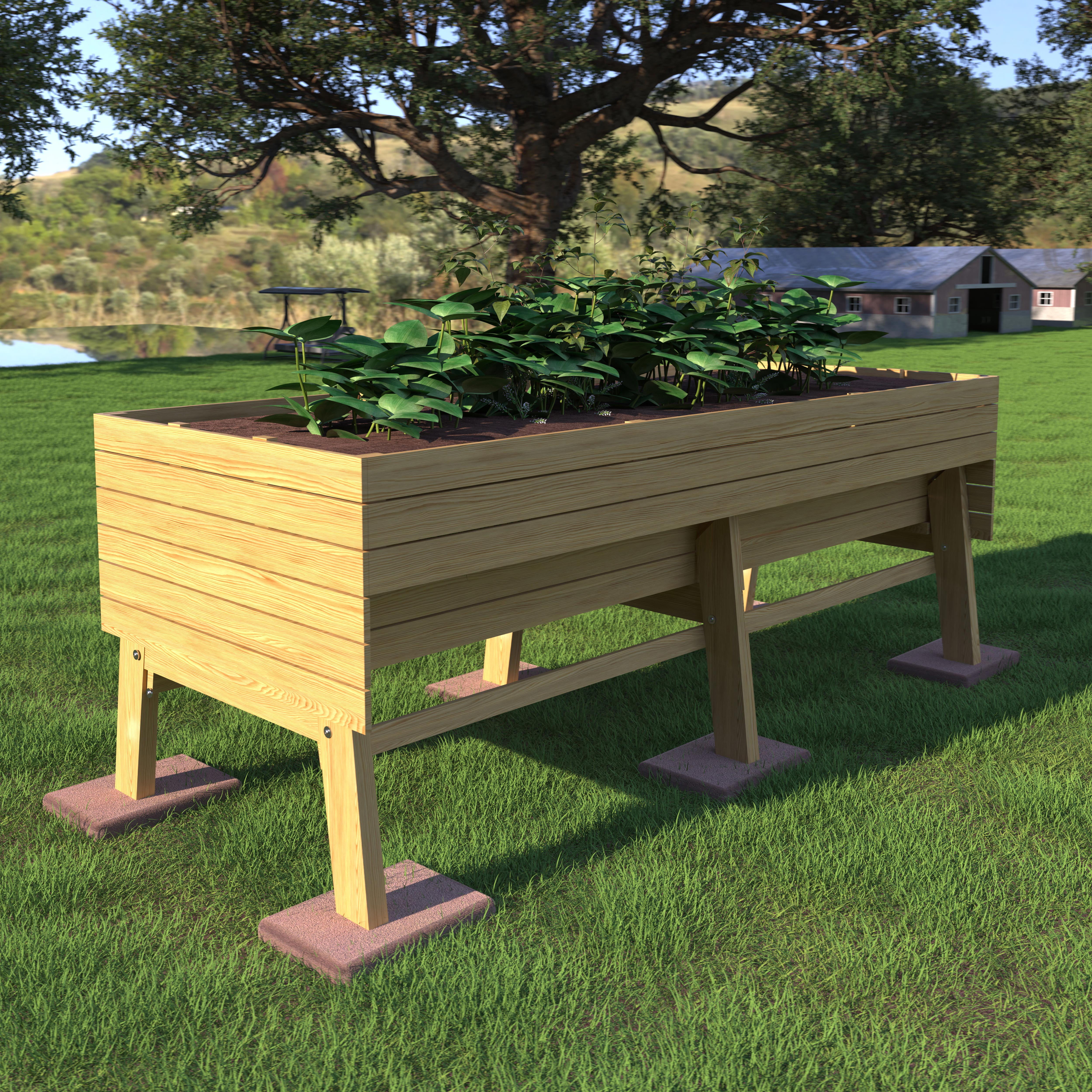 VEIKOUS 71" Raised Garden Bed, Outdoor Cedar Wood Elevated Planter Box W/ 6 Legs, Natural