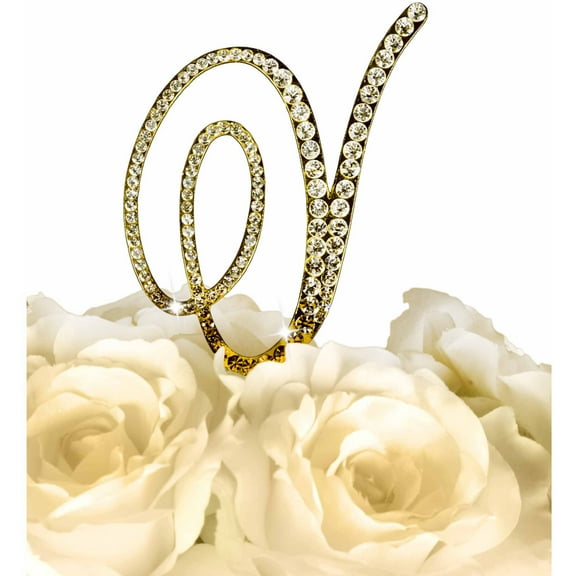 Unik Occasions Victorian Rhinestone Wedding Cake Topper, Gold