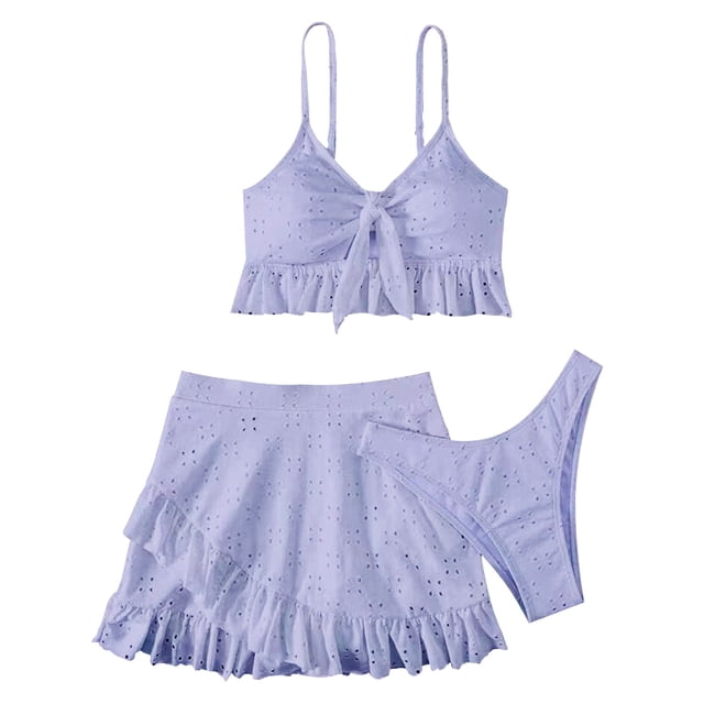 FhsagQ Womens Swimsuit Sets Crotchless Plus Size Ladies Summer Split Swimsuit Skirt Fashion Three Piece Foreign Trade Swimsuit Womens Swimsuit Sets Robe Purple M
