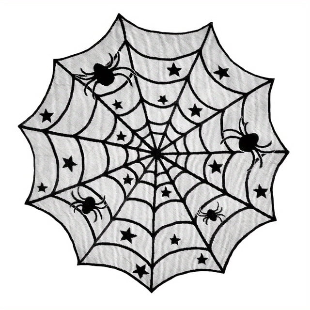 1pc, 5pcs Halloween Decorations Set - Spider Web Table Runner, Fireplace Mantel Scarf, Spiderweb Cobweb Lampshade with 16 3D Bat Stickers - Perfect for Desk, Hallowmas Party Supplies