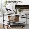 thumbnail image 6 of HomGarden 39.4" Modern Rectangle 2-Tier Coffee Table Wood Cocktail Table Home Office, Marble White, 6 of 10