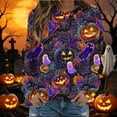 thumbnail image 2 of SETOOFF Womens Loose Fit Long Sleeve Shirts, Crew Neck Halloween Pumpkin Bat Spider Print Pullover Sweatshirt Lightweight Tunic Tops Holiday Party Apparel for Dressy Casual Dailywear Fashion, 2 of 6