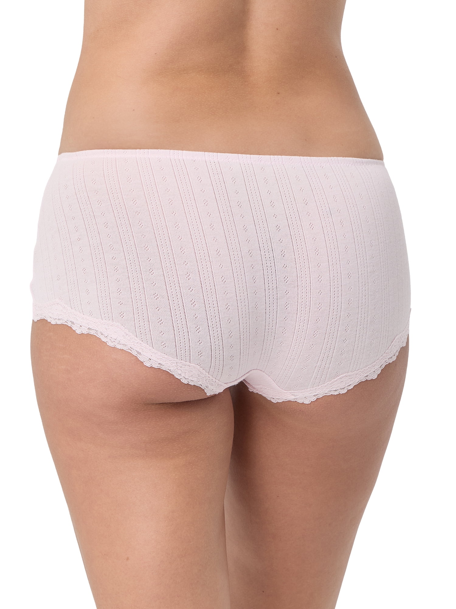 Kindly Yours Women’s Pointelle Boyshort Underwear with Lace Trim, 2-Pack, Sizes XS-XXXL