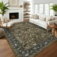 thumbnail image 6 of Tzou Floral Washable Area Rugs for Living Room, 9x12ft Vintage Non-Slip Boho Carpet, Large Soft Stain-Resistant Indoor Rug for Bedroom, Office(Brown), 6 of 9