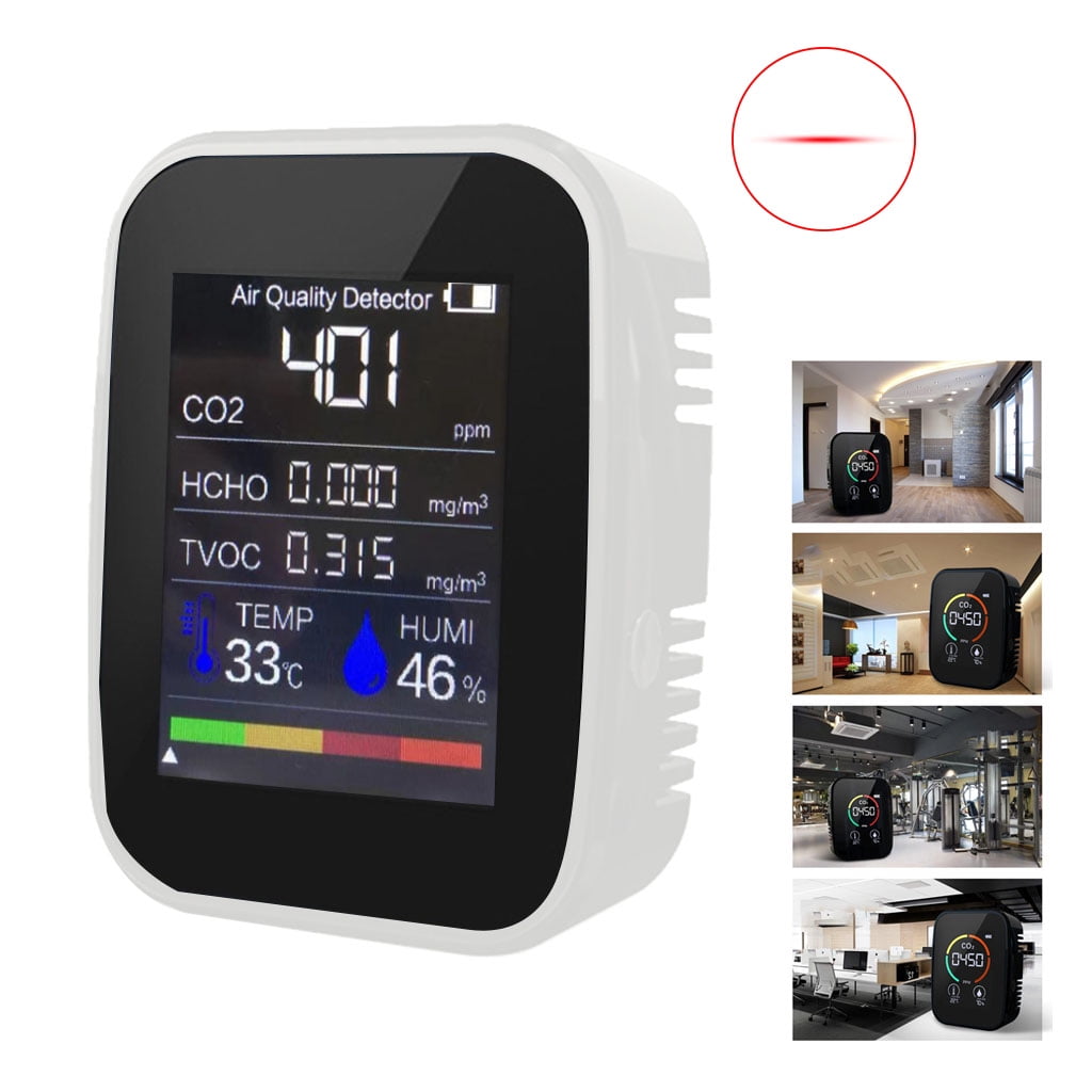 Techinal Multifunctional 5 in1 CO2 Meter Digital Temperature Humidity Sensor Tester Air Quality Monitor Carbon Dioxide TVOC HCHO