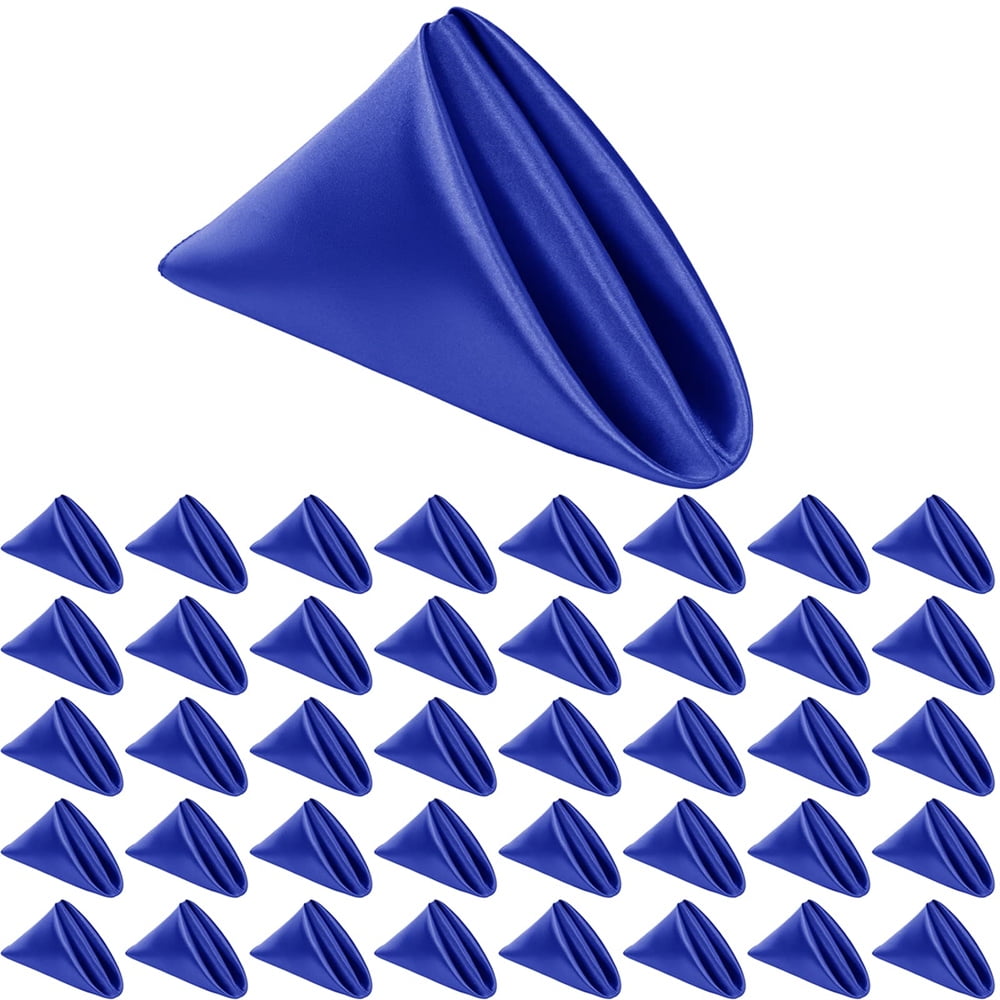 Pesonlook 40 Pieces Square Satin Royal Blue Napkins 20 x 20 Inch Oversized Soft Dinner Table