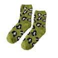 thumbnail image 2 of ITSAME Womens Fuzzy Socks, Thickened Warm Leopard Mid-Length Comfy Home Socks Green Free Size, 2 of 4